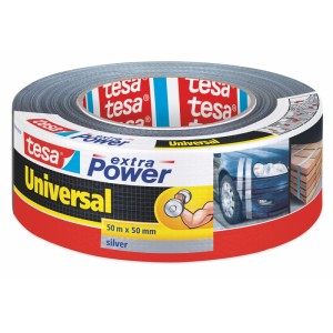 Rolka srebrnej taśmy uniwersalnej Tesa Extra Power, 50 m x 50 mm. Mocna do napraw.