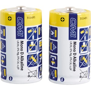 Dwie baterie alkaliczne Mono D LR20, 1.5V do latarek i zabawek.