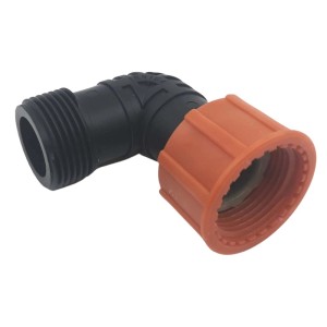 t.b.t. do nawadniania podziemnego, kolanko z tworzywa sztucznego, czarno-pomarańczowe.