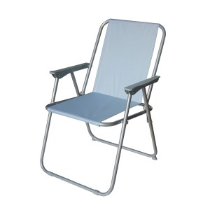 Składane krzesło ogrodowe t.b.t. z podłokietnikami, jasnoniebieskie/srebrne.