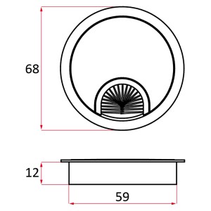 Rysunek techniczny akcesorium meblowego t.b.t. z wymiarami.