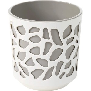 Dwukolorowa doniczka Duet, kremowy/taupe, z wzorem dziurkowanym, Ø 19,5 cm.