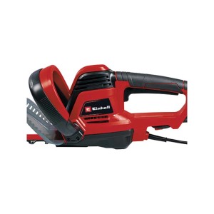 Elektryczne nożyce do żywopłotu Einhell GC-EH 6055/1 w kolorze czerwono-czarnym, widok szczegółowy.