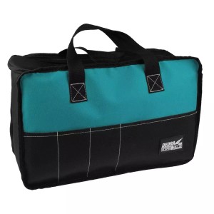 Torba narzędziowa t.b.t., niebiesko-czarna, z uchwytami i kieszeniami zewnętrznymi.