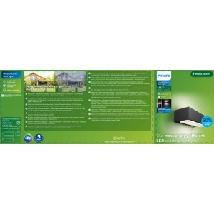 Philips Kinkiet LED STRATOSPHERE UltraEfficient 4,3W 4000K 800lm IP44 antracyt