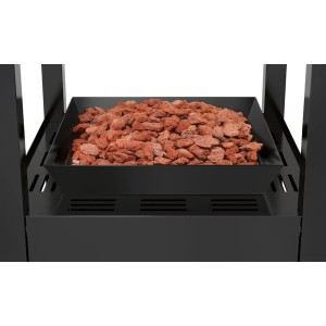 t.b.t. Palenisko z kamieniami lawowymi w czarnej metalowej misie.