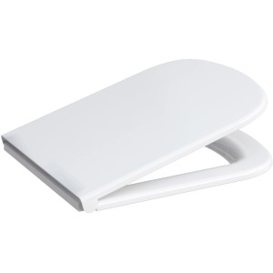 Biała deska sedesowa Colour z funkcją wolnego opadania, wykonana z duroplastu, kwadratowy kształt.
