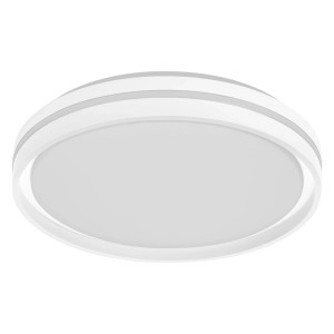 Okrągła, biała lampa sufitowa LED Osram Orbis Noemi z metalową obudową i pierścieniem z tworzywa, ściemnialna, Ø 39 cm.
