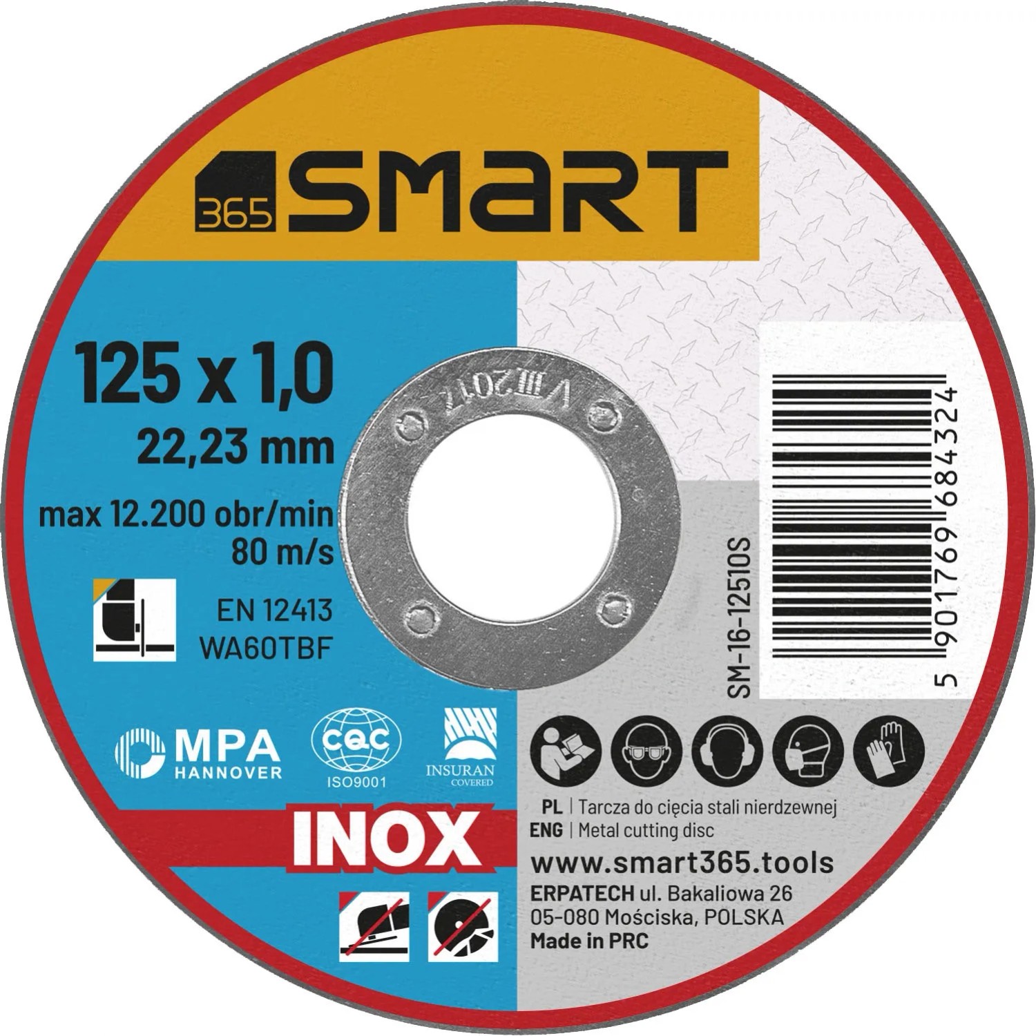 SMART365 Tarcza do cięcia stali nierdzewnej 125 x 1,0 mm