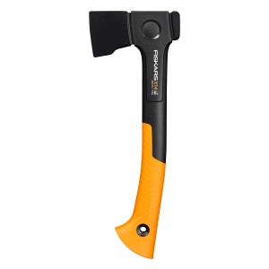 Siekiera uniwersalna Fiskars X-series X14, 35,5 cm, z czarną głowicą i pomarańczową rękojeścią.