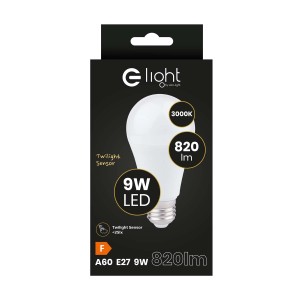 Żarówka LED E27 z czujnikiem zmierzchu, 9W, 820 lumenów, 3000K.