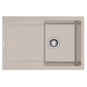 Beżowy zlewozmywak granitowy z ociekaczem, widok z góry.