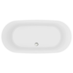 Wolnostojąca wanna w kolorze białym, owalny kształt, widok z góry.