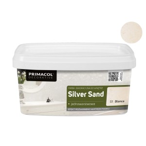 Wiadro farby dekoracyjnej Primacol Silver Sand, odcień S1 Blanca.