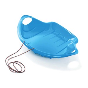 Niebieskie sanki t.b.t. ze sznurkiem do ciągnięcia dla dzieci i dorosłych.