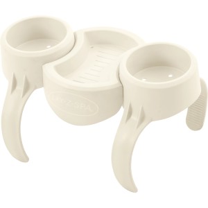 Uchwyt na napoje Bestway do jacuzzi Lay Z Spa, z 2 uchwytami i półką w kolorze białym.