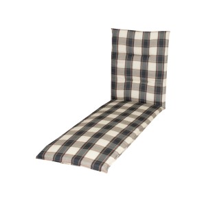 Wyściełana poduszka na leżak ogrodowy w kratę.