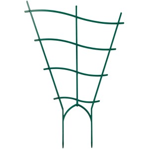 Dwie zielone, faliste kratki kwiatowe (30 cm) dla roślin doniczkowych jako podpory.