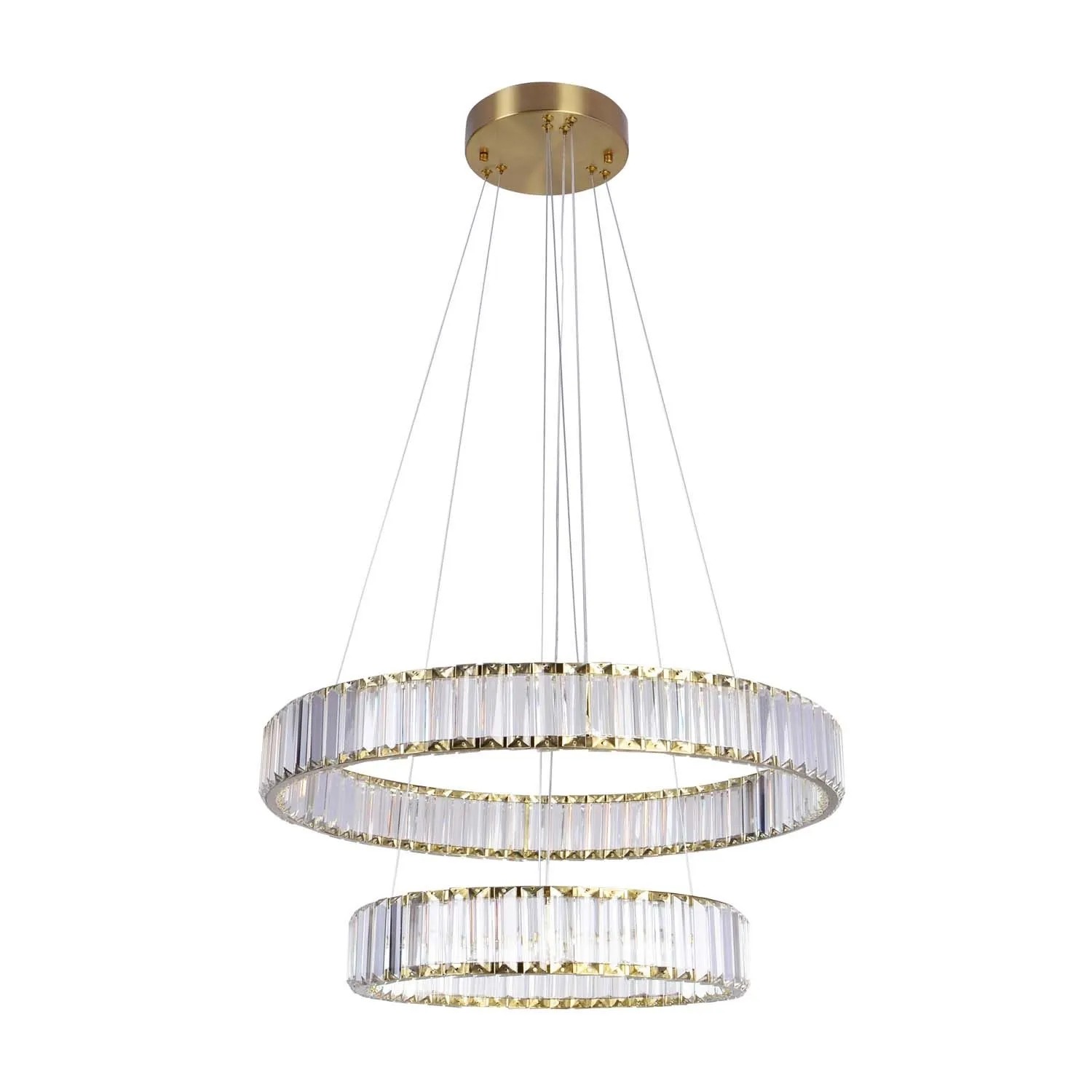 Goldlux Lampa wisząca LED CRISTALIA 43W 4000K 6400lm śr. 60 cm złota