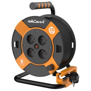 Bęben kablowy DÜWI z kablem 20 m, pomarańczowo-czarny, do elastycznego użytku.
