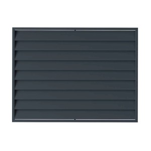 Antracytowy panel ogrodzeniowy metalowy t.b.t. z poziomymi lamelami.
