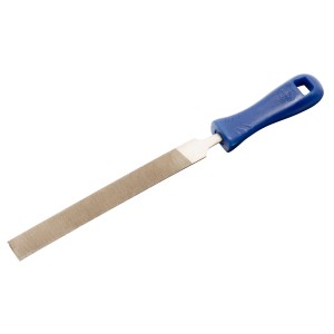 Pilnik do kluczy LUX, 100 mm, płaski tępy z niebieską rączką do precyzyjnego piłowania.