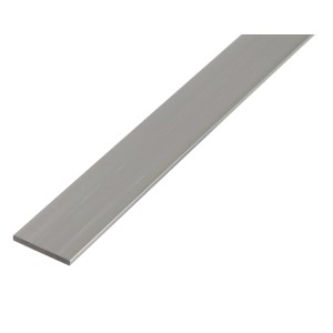 Srebrny, anodowany płaskownik aluminiowy, 2x20x1000 mm, do różnorodnych zastosowań.