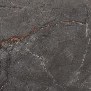 Płytka podłogowa t.b.t. w kolorze ciemnoszarym z efektem marmuru.