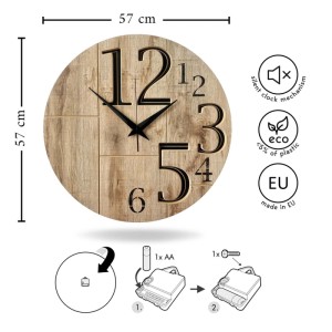STYLER Zegar 3D CLOCK LUCAS CL005 śr. 57 cm czarno-brązowy