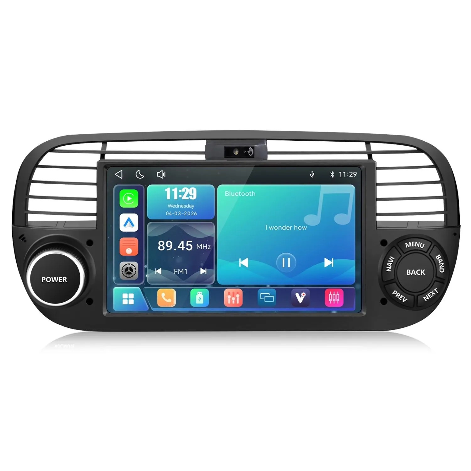 Junsun Radio Samochodowe Do Fiat 500 2007-2015 Linux Czarny Sterowanie Gestami
