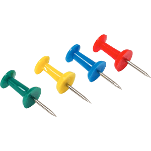 LUX Pinnwandnadeln, 12 kolorowych pinezek z plastikową główką do przypinania notatek.