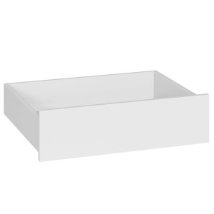 Biała szuflada do szafy lub garderoby kompaktowej.