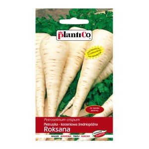 Opakowanie nasion pietruszki 'Roksana': Warzywo korzeniowe do ogrodu.