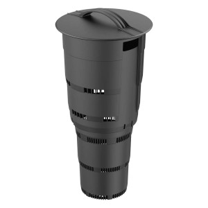 Czarny kompostownik t.b.t. z pokrywą i uchwytem.