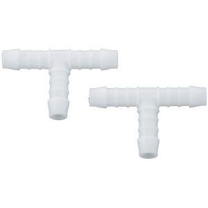 Białe złączki wodne T do węży.