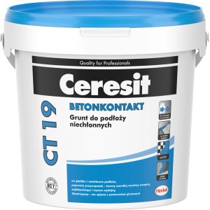 Ceresit CT 19 Betonkontakt, środek do gruntowania głębokiego do podłoży nienasiąkliwych w wiadrze.