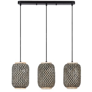 Lampa wisząca t.b.t. z trzema kloszami z plecionego materiału.