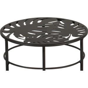 Antracytowy metalowy kwietnik Monstera, Ø 24 cm, wysokość 60 cm.