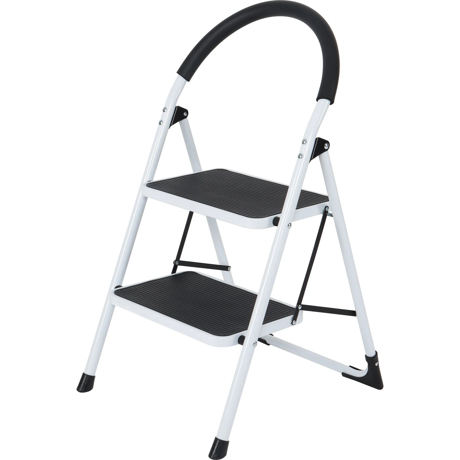Drabina 2-stopniowa składana 150kg 85 x 46 x 53 cm biało-czarna