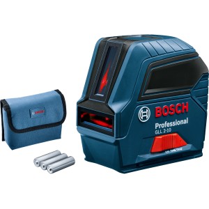 Laser krzyżowy Bosch Professional GLL 2-10 z torbą i bateriami.