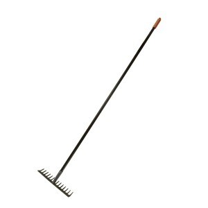 Grabie do liści z czarnym trzonkiem do prac ogrodowych.