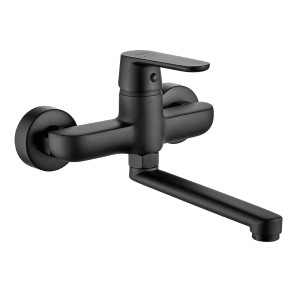 Czarna bateria umywalkowa ścienna t.b.t.