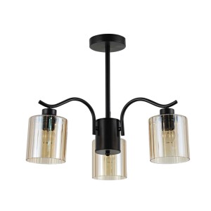 Candellux Lampa wisząca VISTO czarna 3xE27 40W klosz bursztynowy