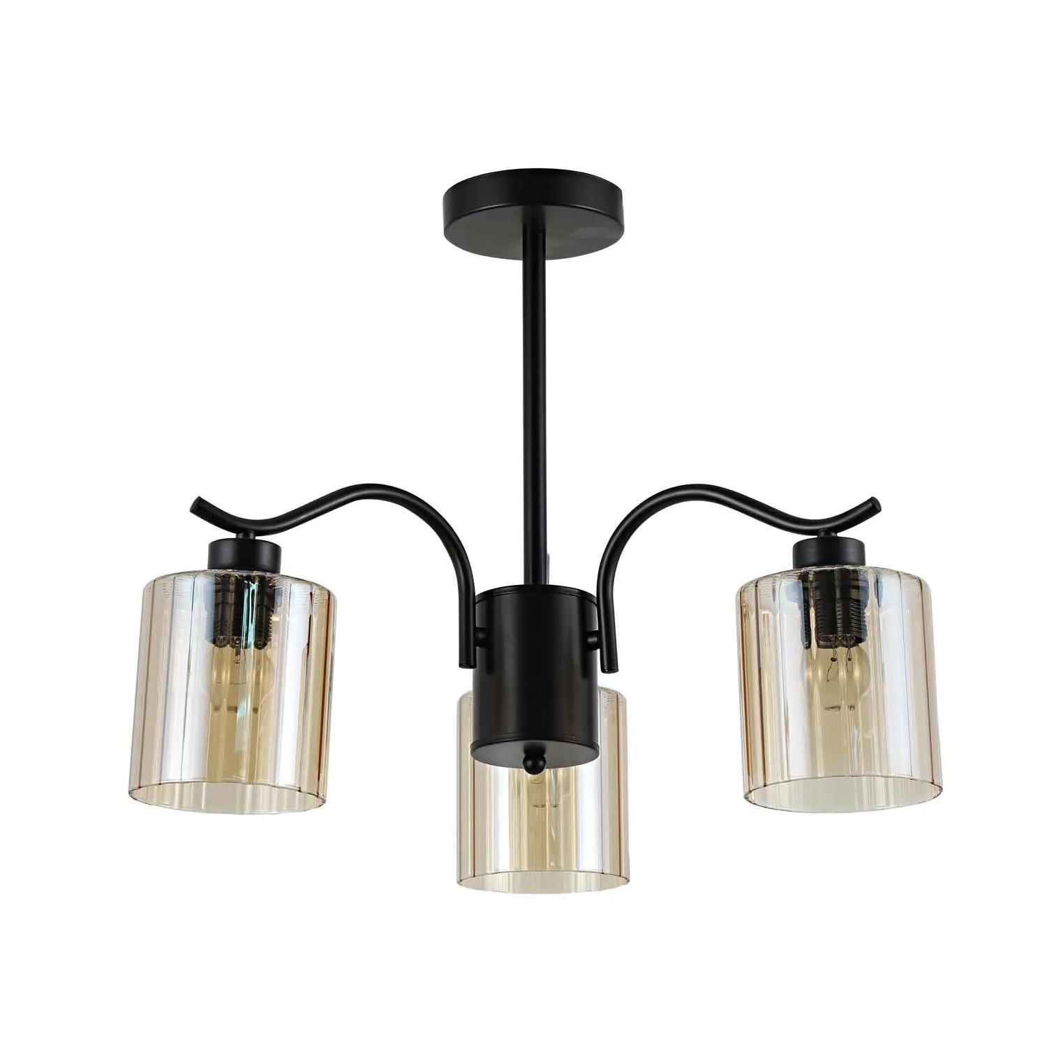 Candellux Lampa wisząca VISTO czarna 3xE27 40W klosz bursztynowy