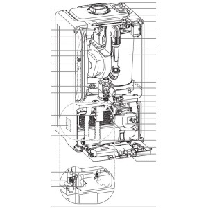Rysunek techniczny kotła (Kotły) z widokiem szczegółowym.