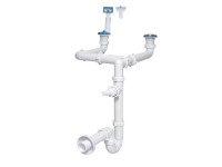 Tycner Syfon zlewozmywakowy podwójny rurowy z przelewem