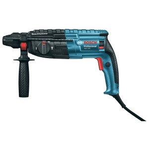 Niebiesko-czarny młotowiertarka Bosch, elektronarzędzie do budowy i majsterkowania.
