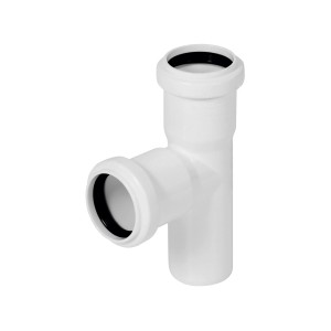 Biały trójnik HT do rur odpływowych.