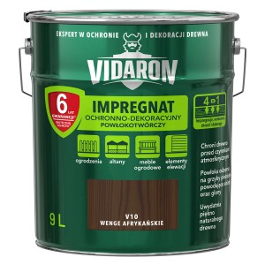 Vidaron Impregnat Ochronno-Dekoracyjny do drewna w kolorze wenge afrykańskie, opakowanie 9L.