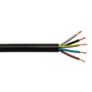 Czarny przewód gumowy H07RN-F 5G2,5 na metry, idealny do zastosowań zewnętrznych.